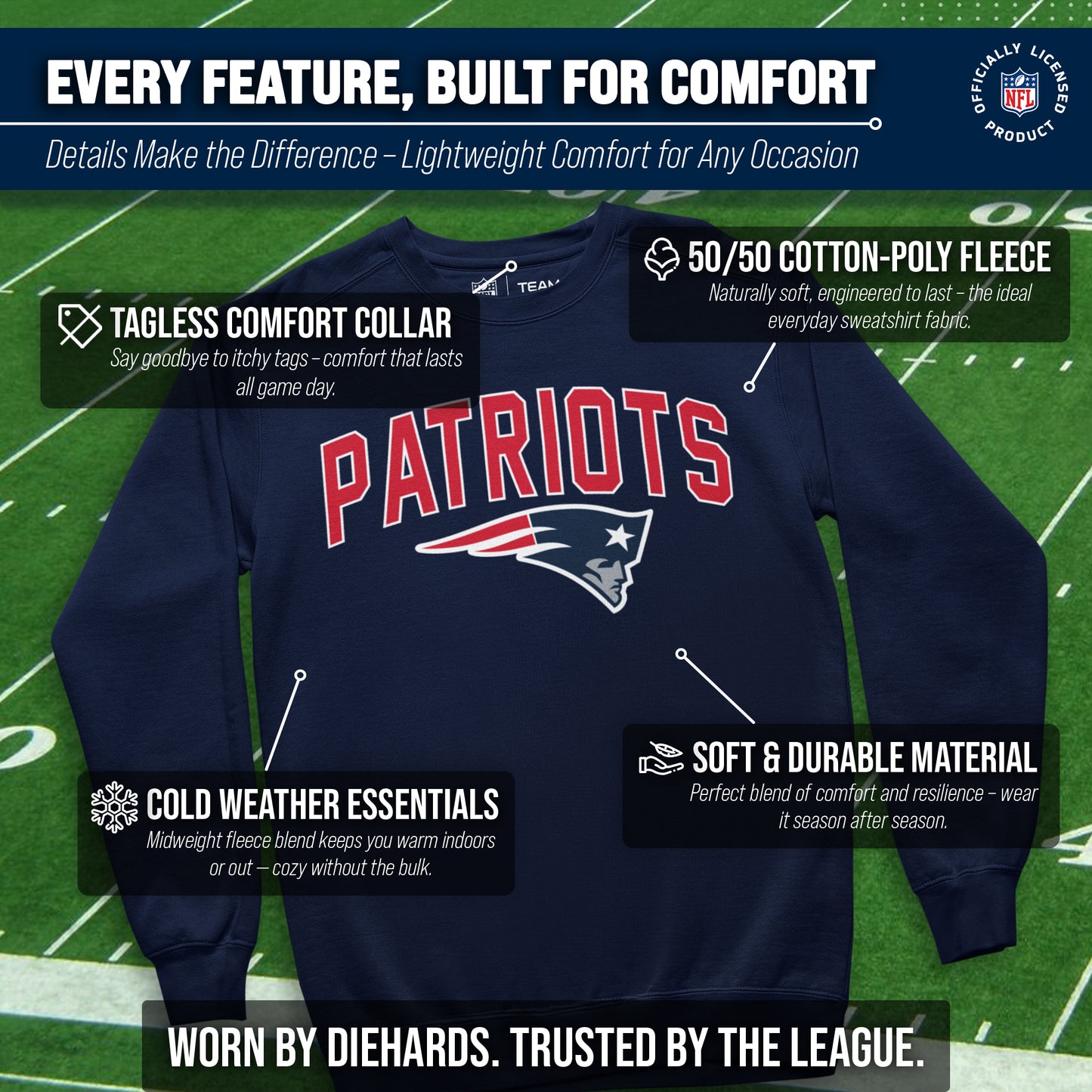 New England Patriots NFL Home Team Crew - Navy