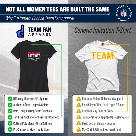 New England Patriots NFL Women's Team Block Charcoal Tagless T-Shirt - Charcoal