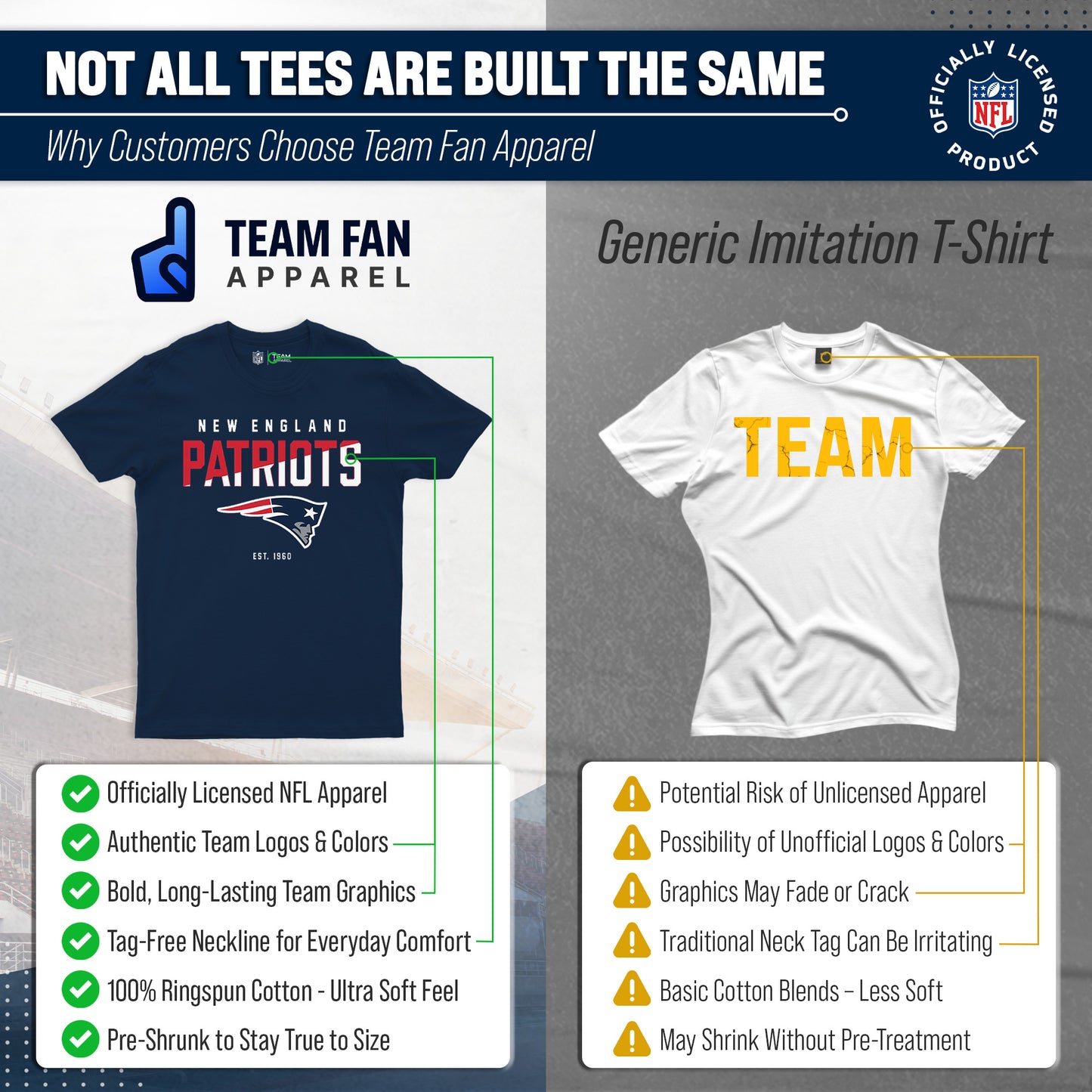 New England Patriots Adult NFL Diagonal Fade Color Block T-Shirt - Navy