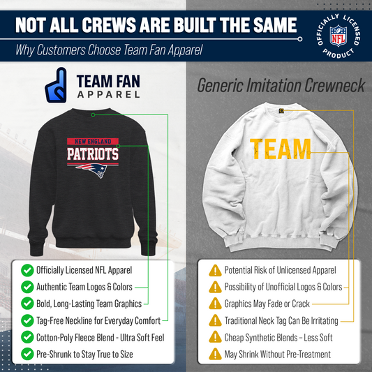New England Patriots NFL Adult Long Sleeve Team Block Charcoal Crewneck Sweatshirt - Charcoal