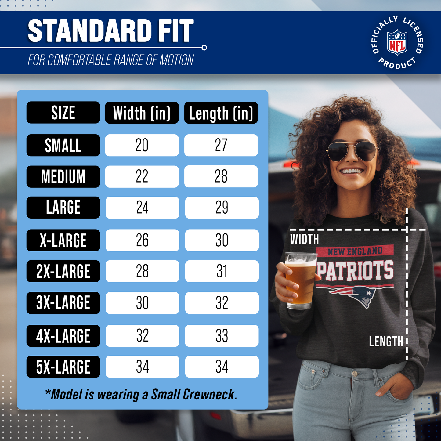 New England Patriots NFL Adult Long Sleeve Team Block Charcoal Crewneck Sweatshirt - Charcoal