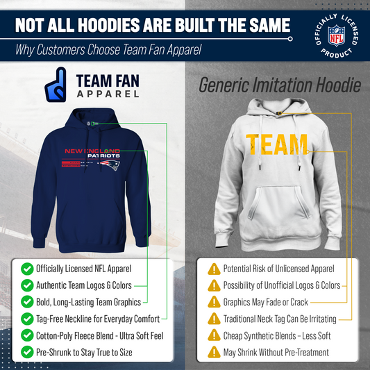 New England Patriots Adult NFL Speed Stat Sheet Fleece Hooded Sweatshirt - Navy