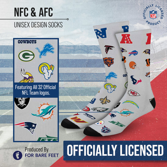 NFL Adult Ultimate Fan All Over Logo Crew Socks - Gray
