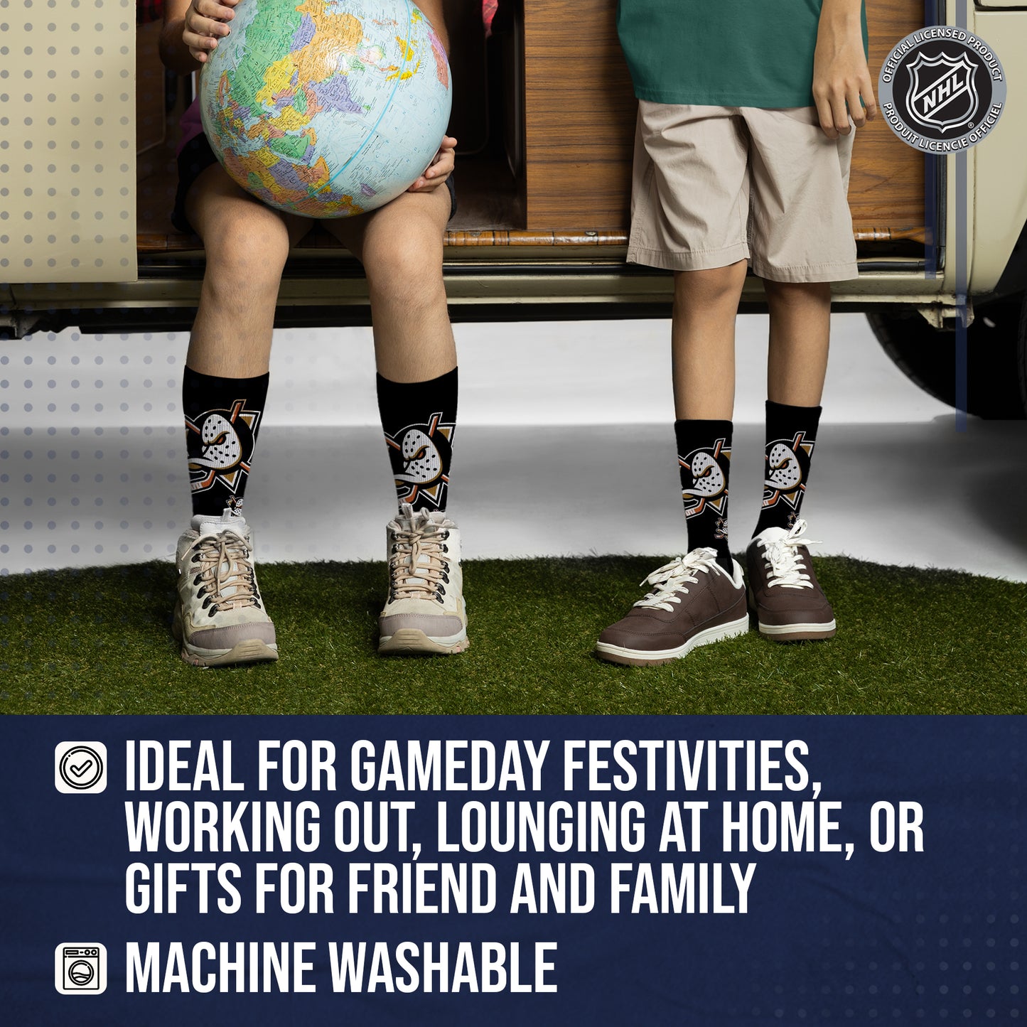 Anaheim Ducks Youth NHL Zoom Curve Team Crew Socks - Black