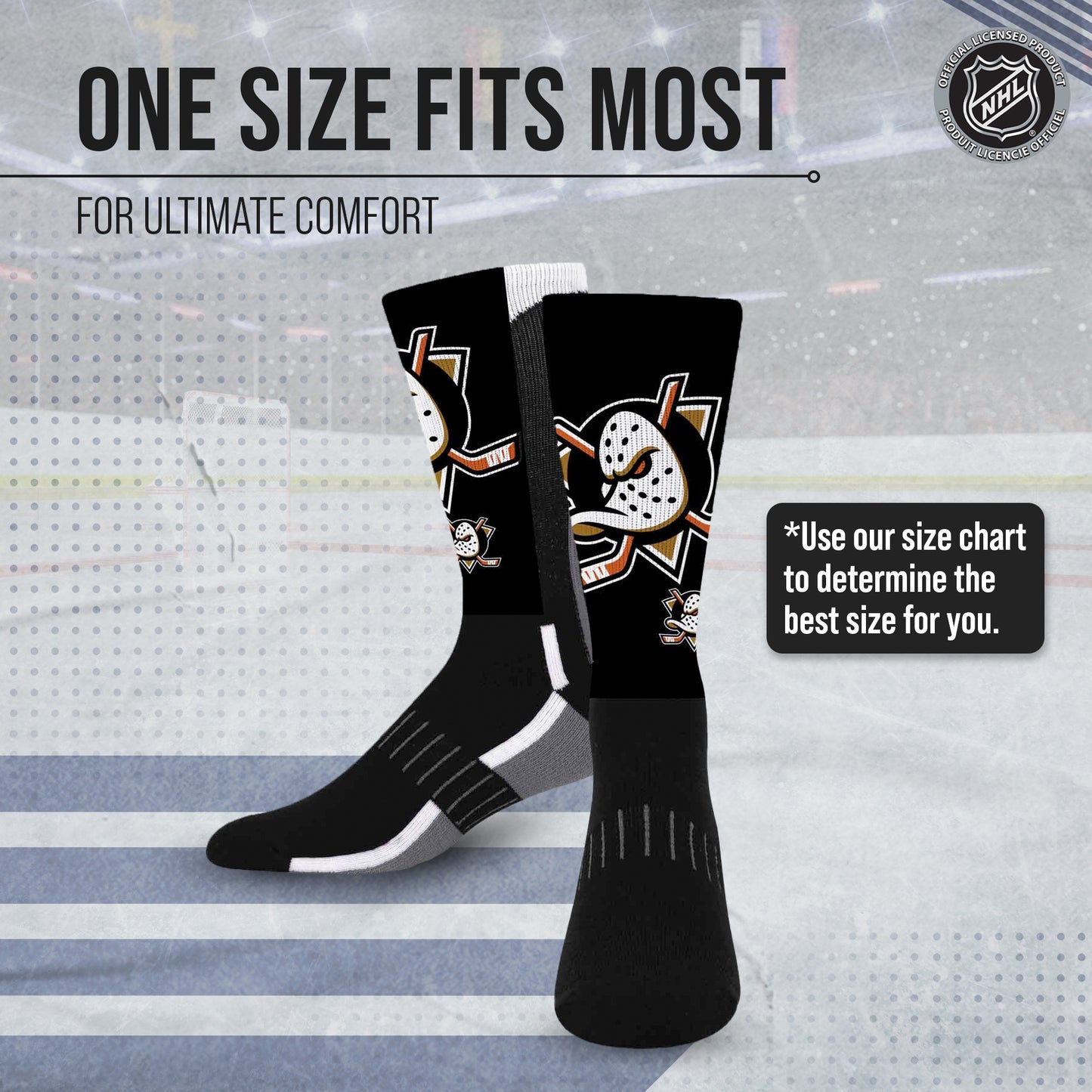 Anaheim Ducks Youth NHL Zoom Curve Team Crew Socks - Black