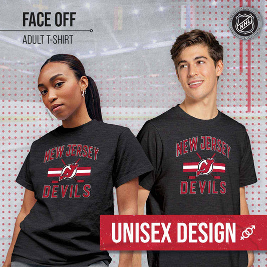 New Jersey Devils NHL Adult Faceoff Tag-Less T-Shirt - Black