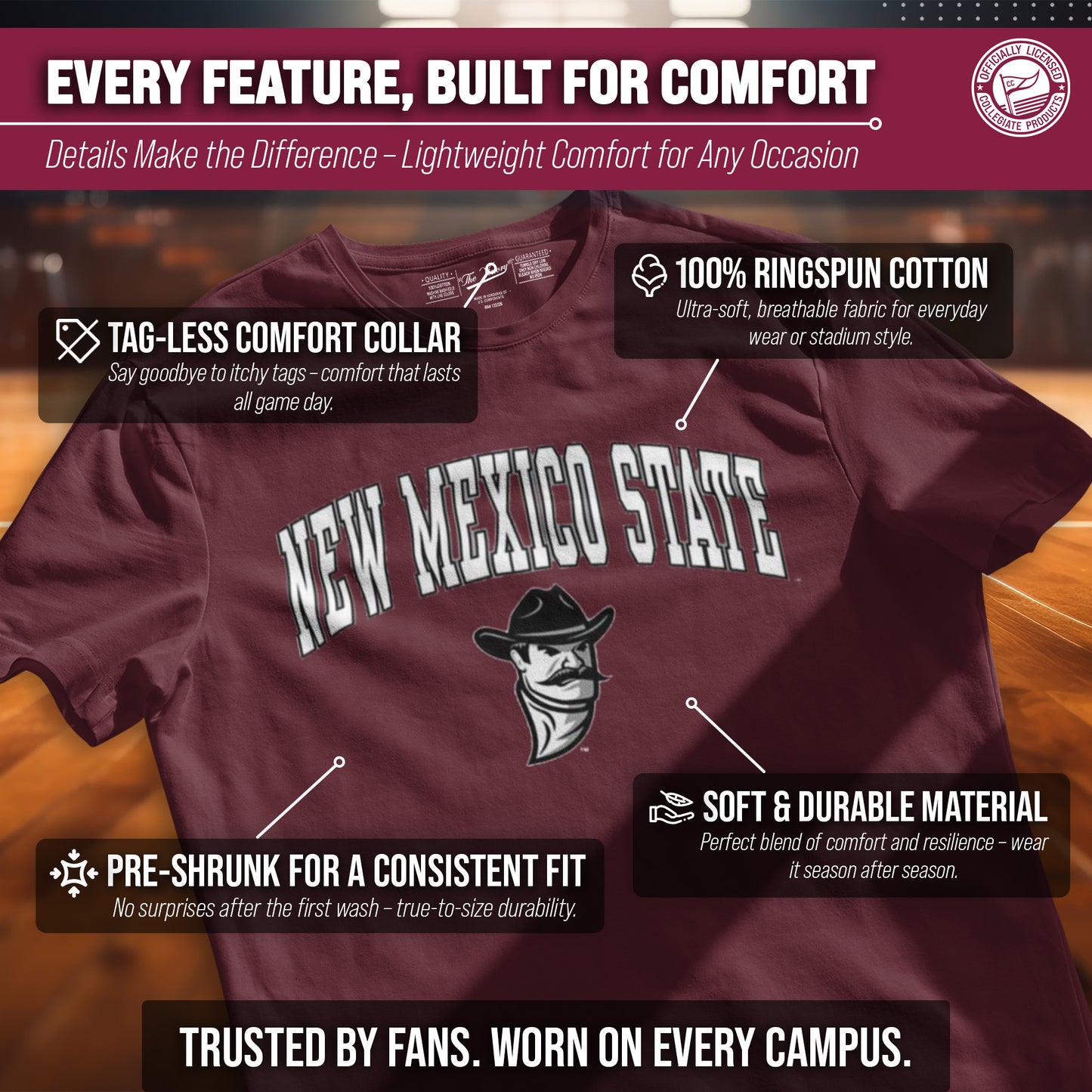 New Mexico State Aggies NCAA Adult Gameday Cotton T-Shirt - Maroon