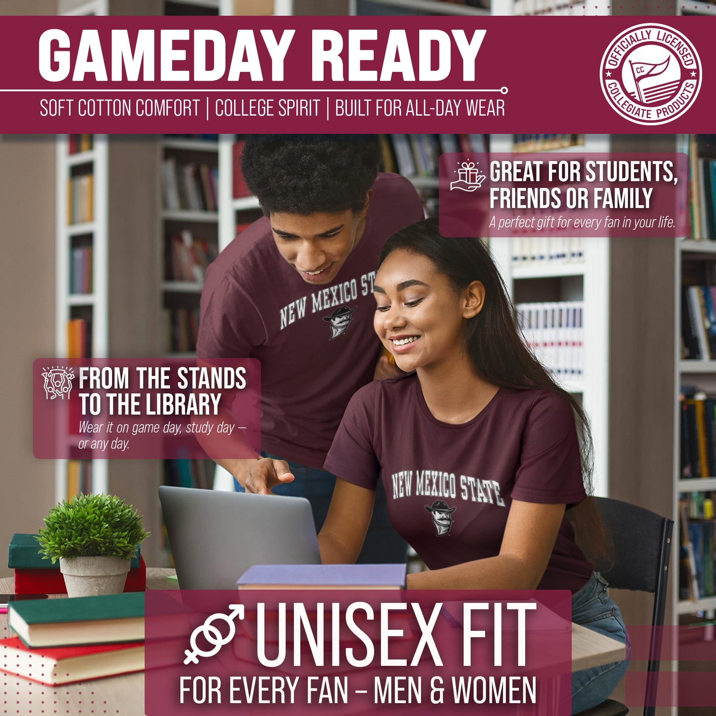 New Mexico State Aggies NCAA Adult Gameday Cotton T-Shirt - Maroon