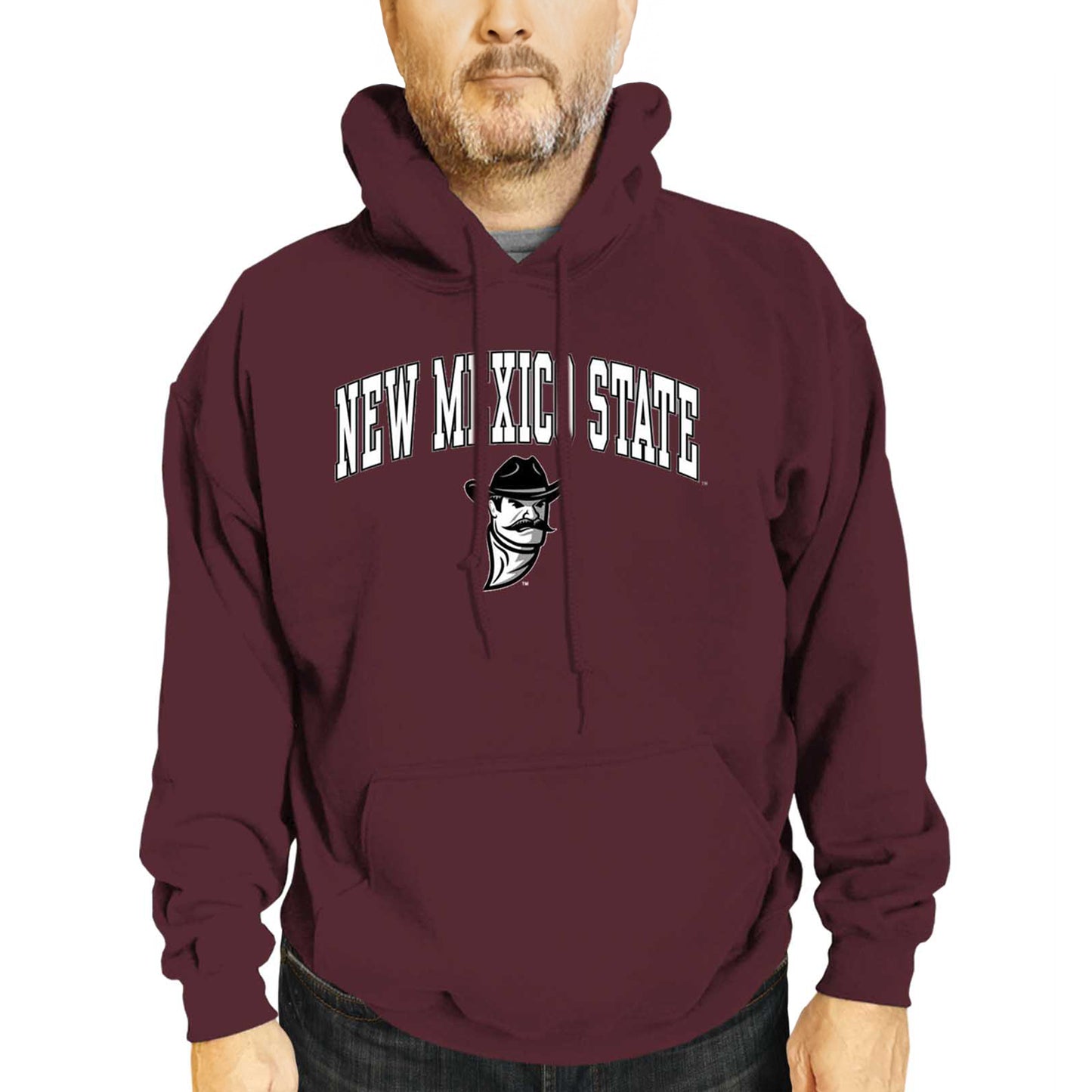 New Mexico State Aggies Adult Arch & Logo Soft Style Gameday Hooded Sweatshirt - Maroon