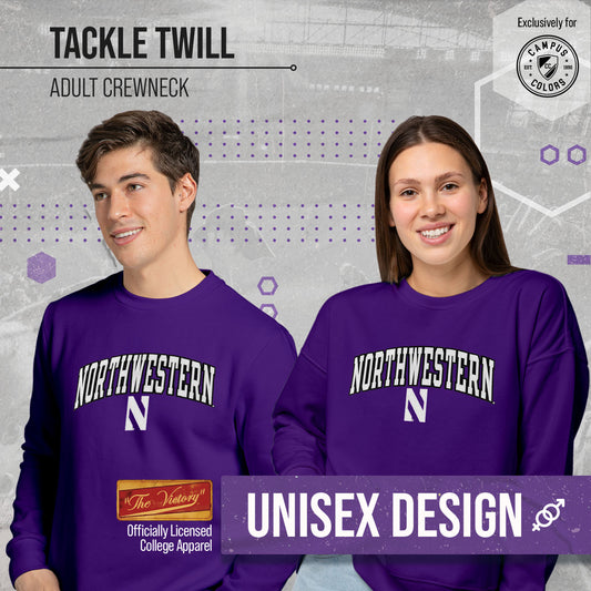 Northwestern Wildcats NCAA Adult Tackle Twill Crewneck Sweatshirt - Purple