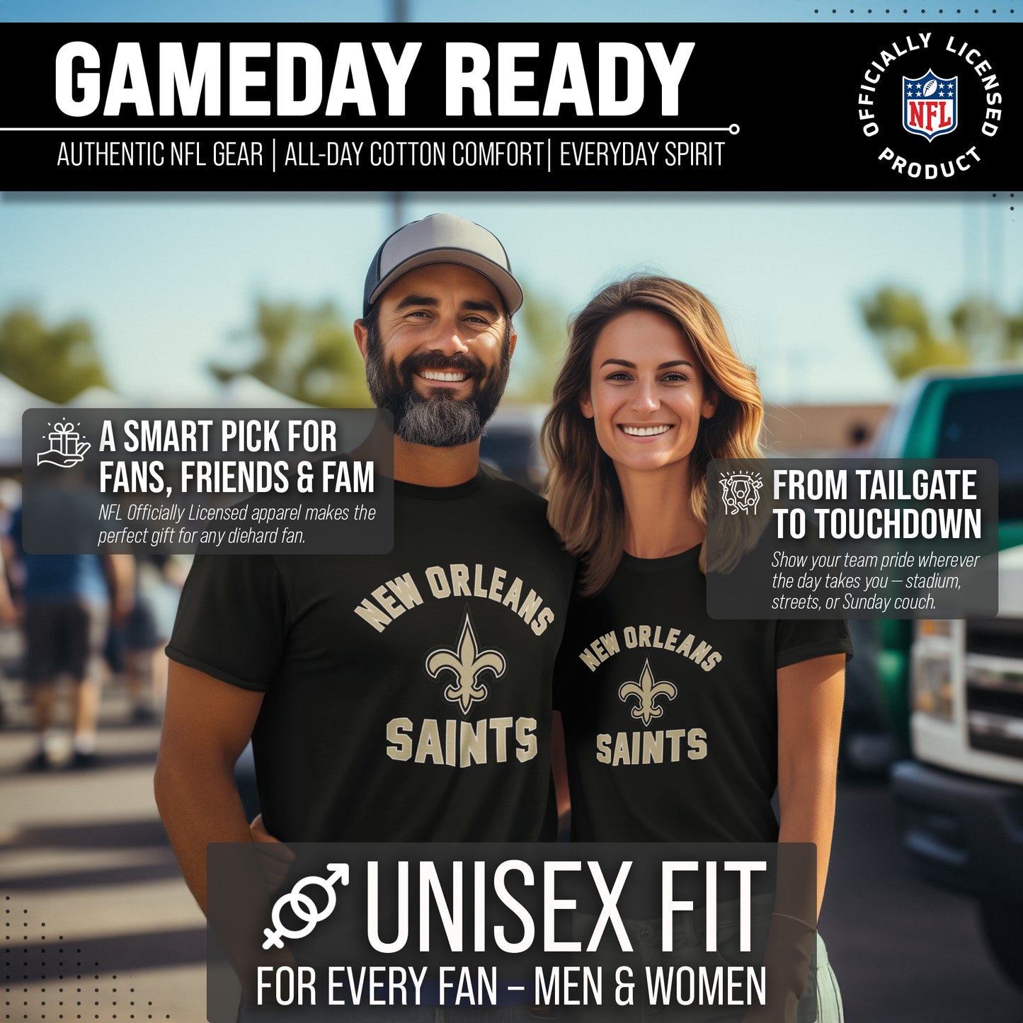 New Orleans Saints NFL Adult Gameday T-Shirt - Black