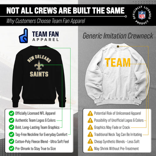 New Orleans Saints NFL Adult Gameday Football Crewneck Sweatshirt - Black