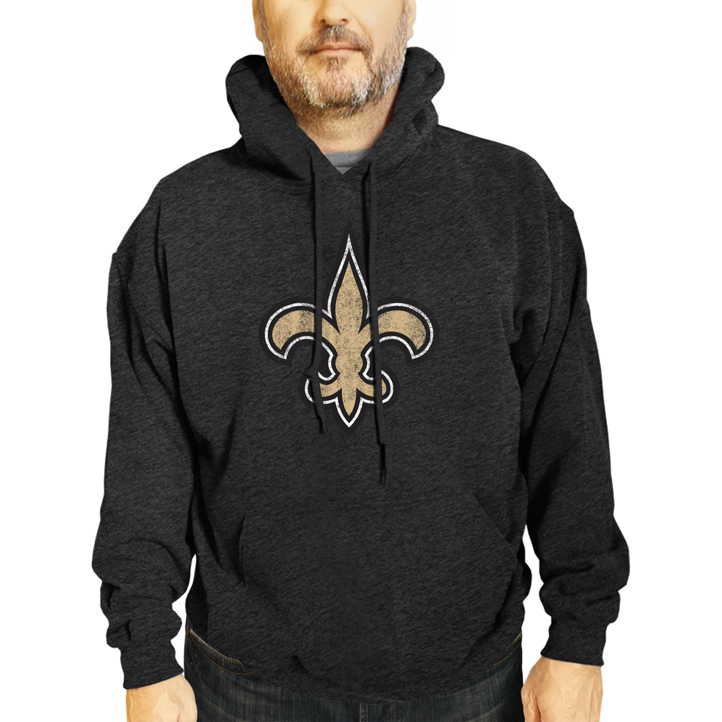 New Orleans Saints NFL Adult Unisex Modern Throwback Ultra Soft Fleece Hooded Sweatshirt - Black