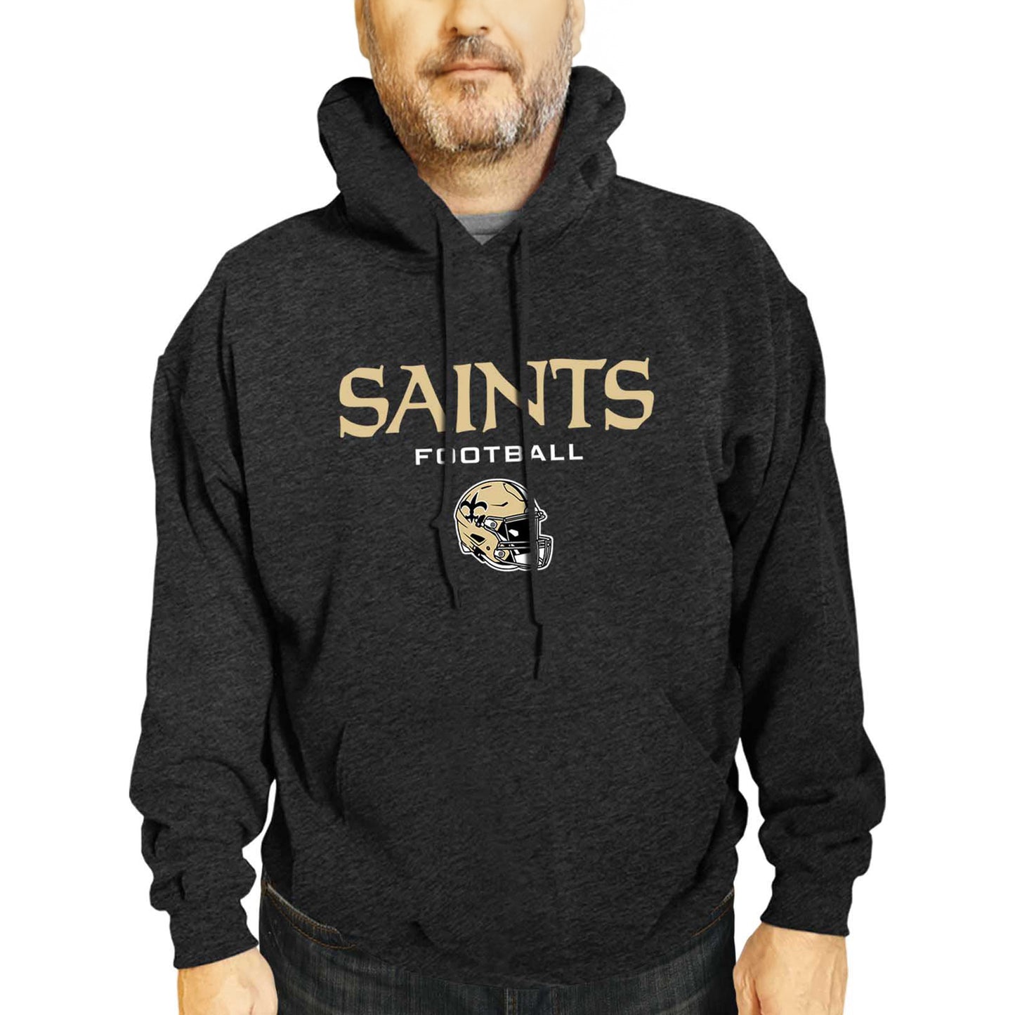New Orleans Saints Adult NFL Football Helmet Heather Hooded Sweatshirt - Charcoal