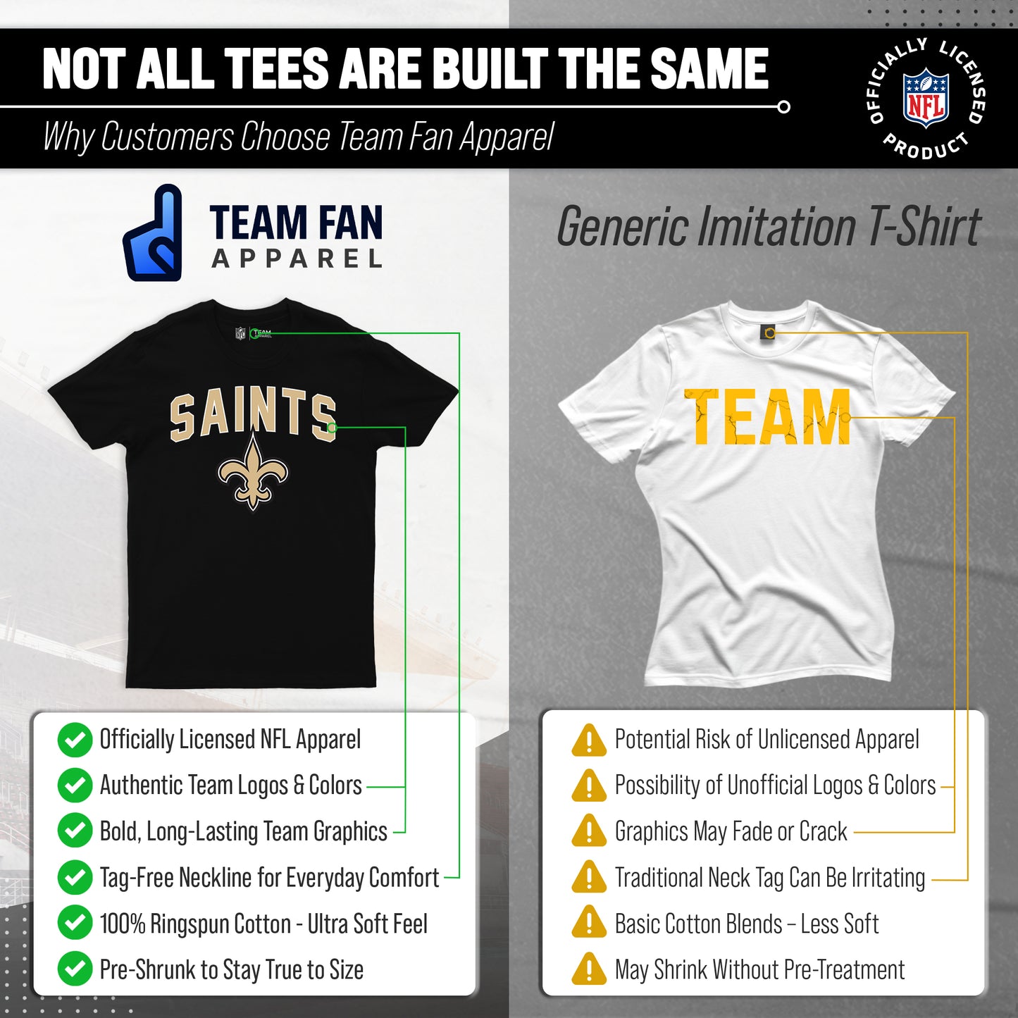 New Orleans Saints NFL Home Team Tee - Black