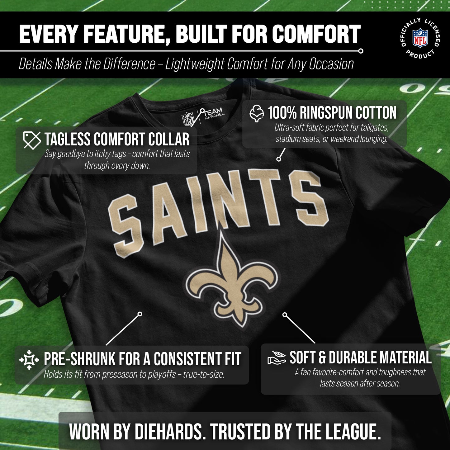 New Orleans Saints NFL Home Team Tee - Black