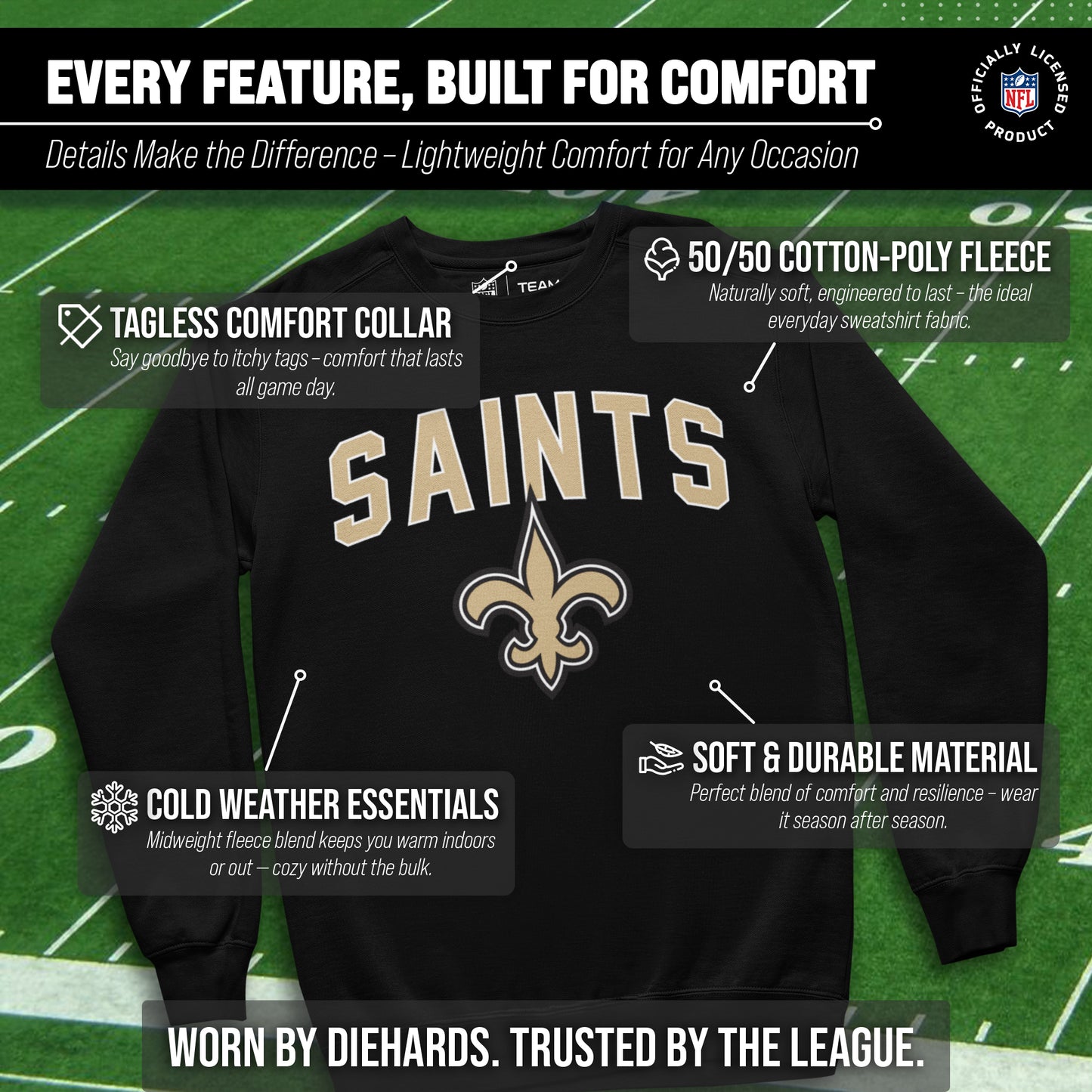 New Orleans Saints NFL Home Team Crew - Black