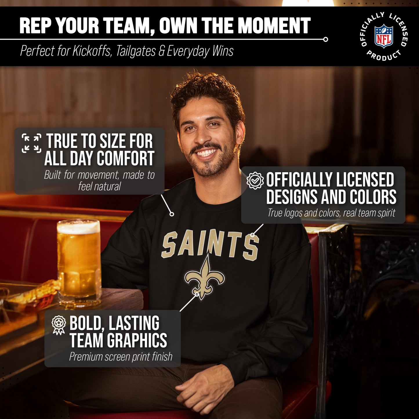 New Orleans Saints NFL Home Team Crew - Black