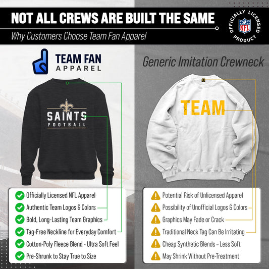 New Orleans Saints NFL Adult True Fan Crewneck Sweatshirt - Charcoal