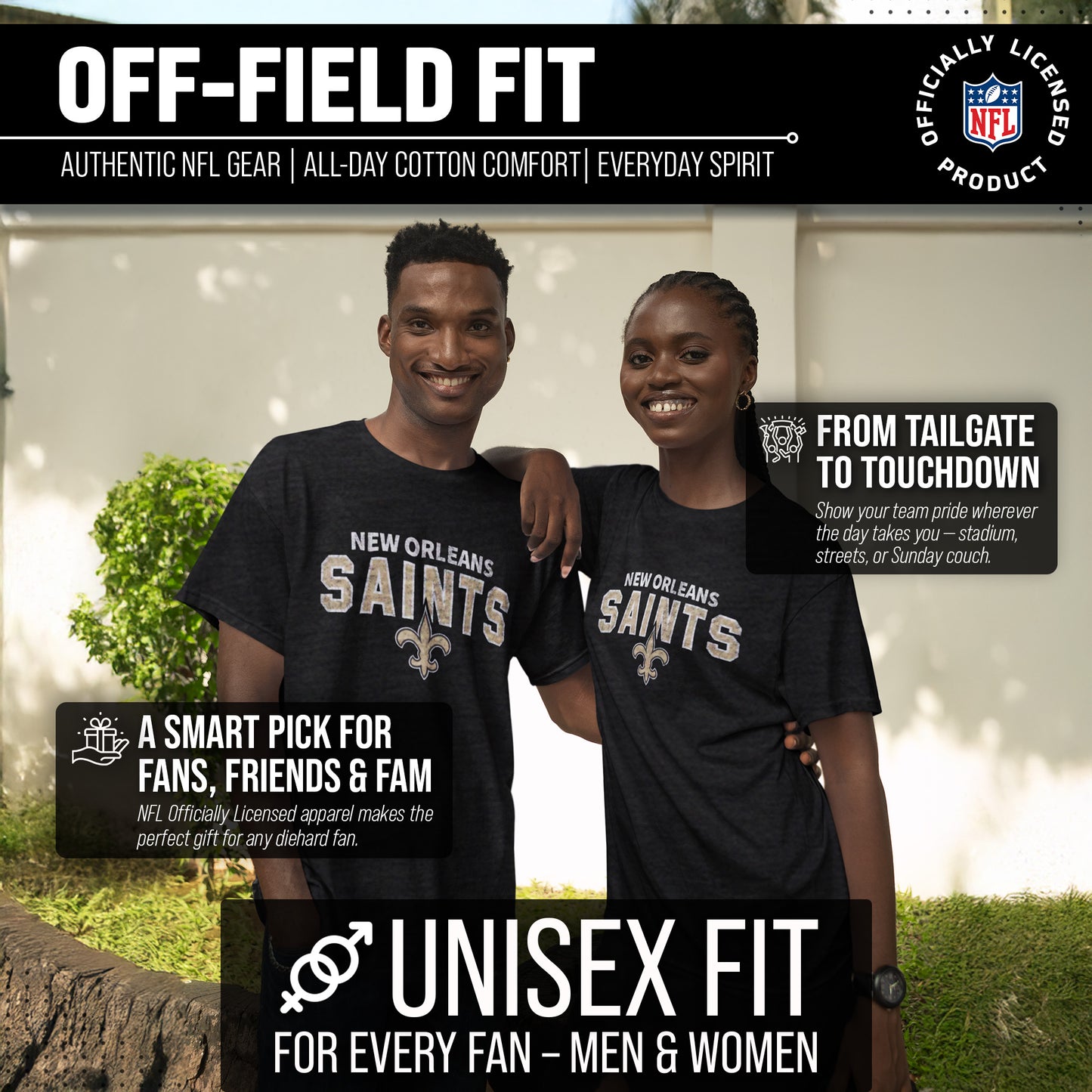 New Orleans Saints NFL Starting Fresh Short Sleeve Heather T-Shirt - Black