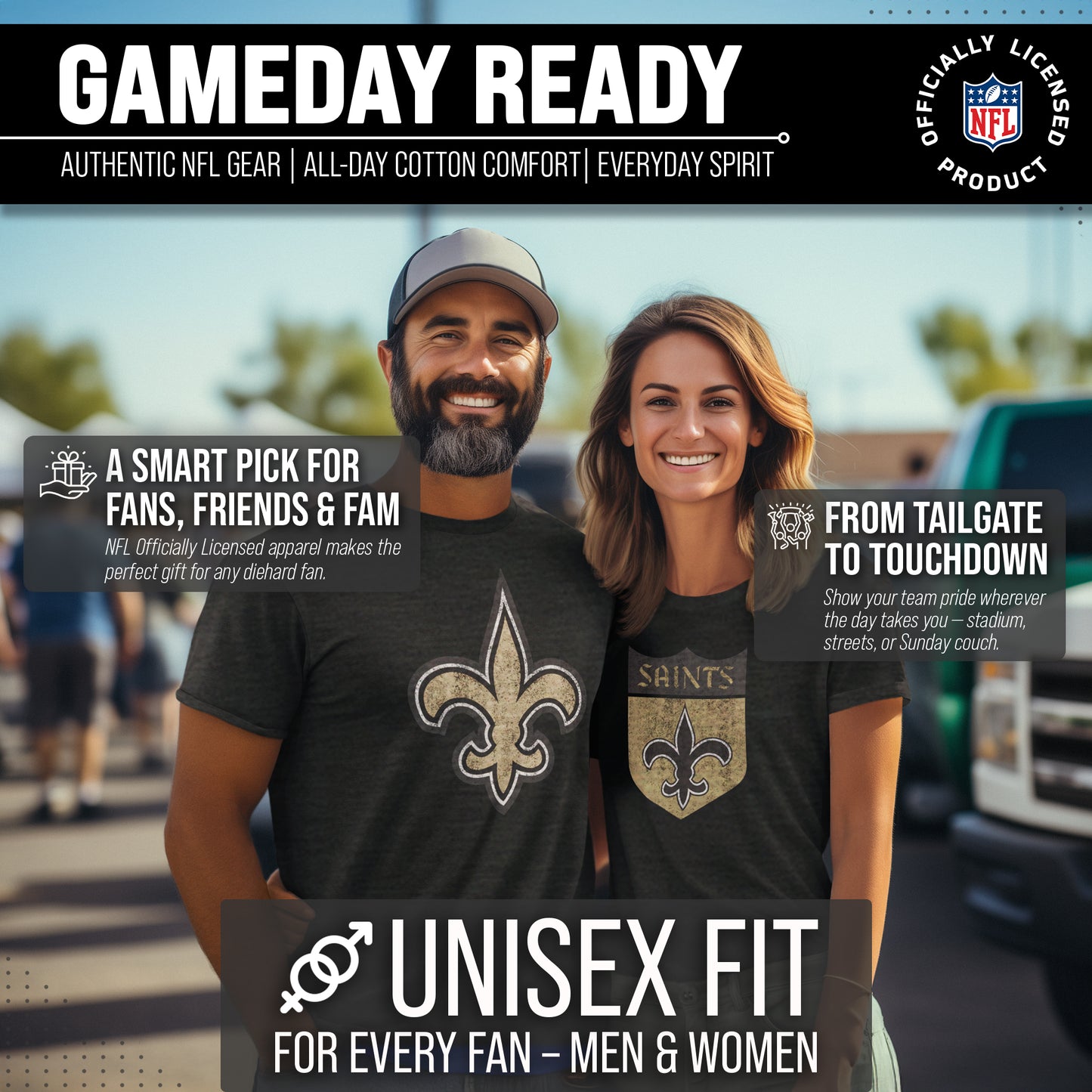 New Orleans Saints NFL Modern Throwback T-shirt - Black