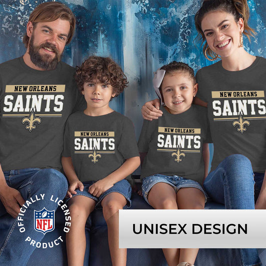 New Orleans Saints NFL Youth Short Sleeve Charcoal T Shirt - Charcoal