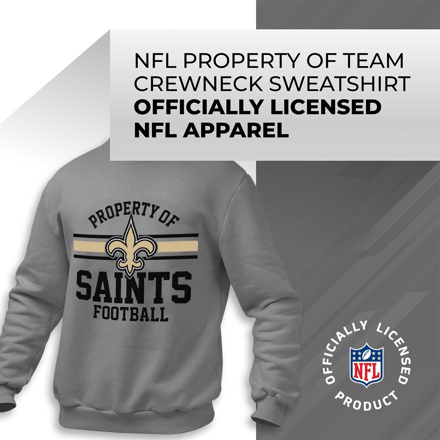 New Orleans Saints NFL Adult Property Of Crewneck Fleece Sweatshirt - Sport Gray