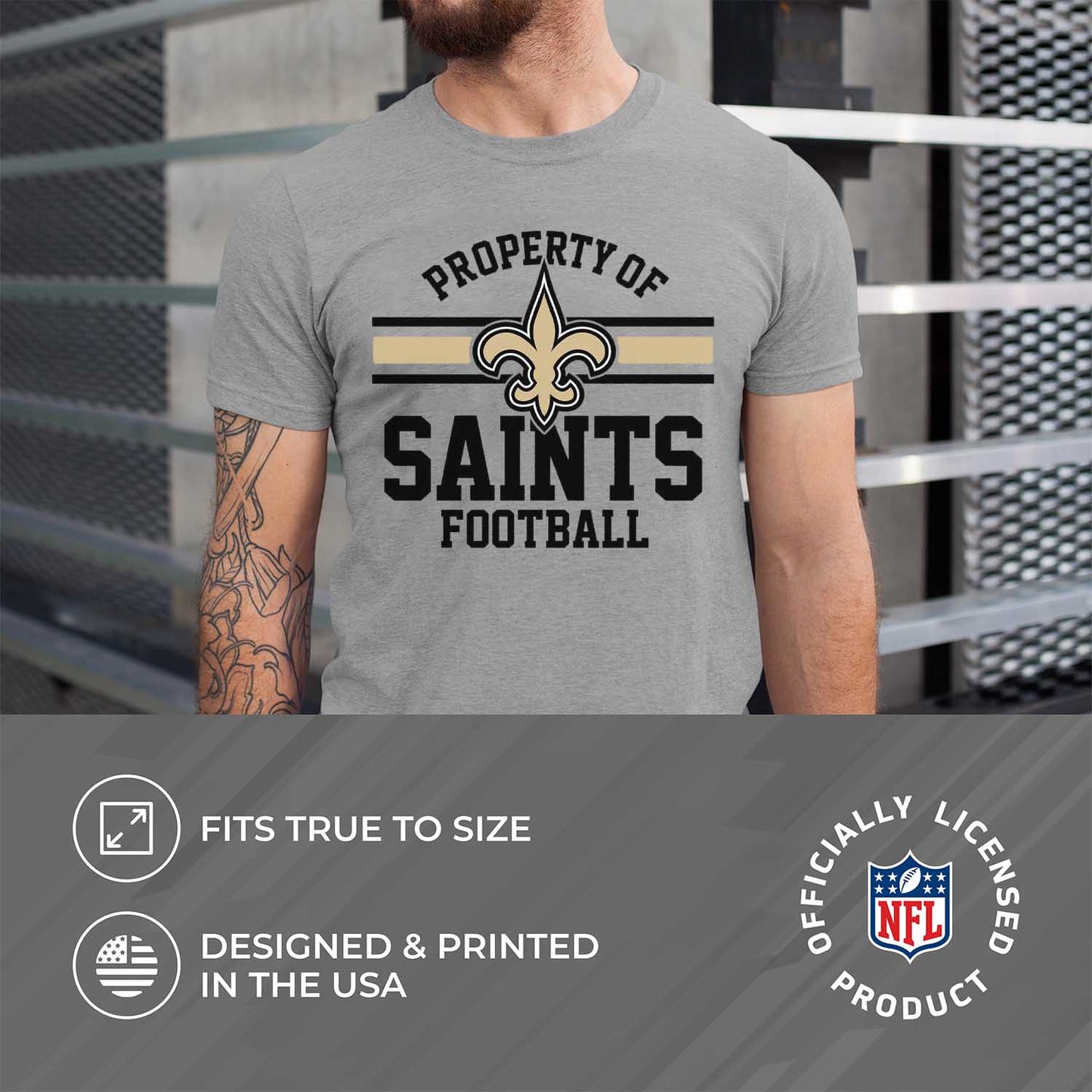 New Orleans Saints NFL Adult Property Of T-Shirt - Sport Gray