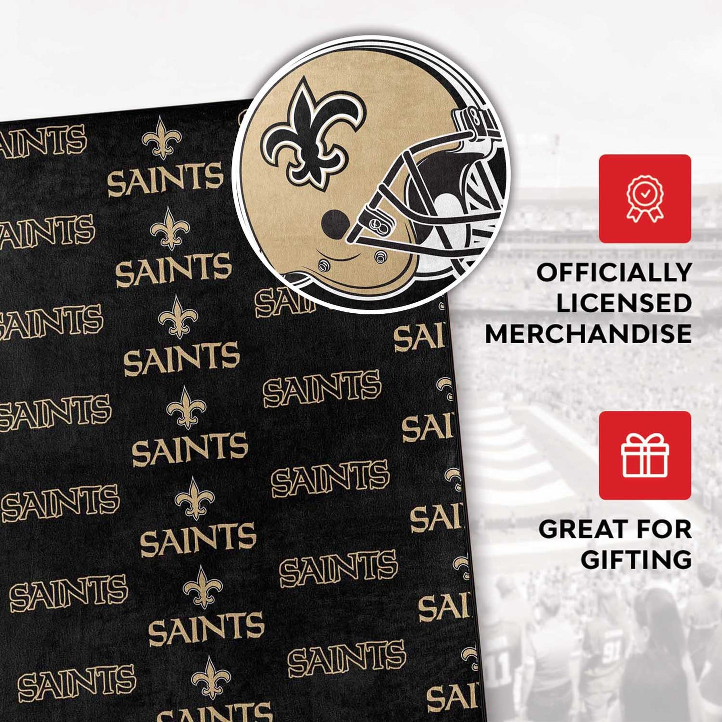 New Orleans Saints NFL Double Sided Blanket - Black
