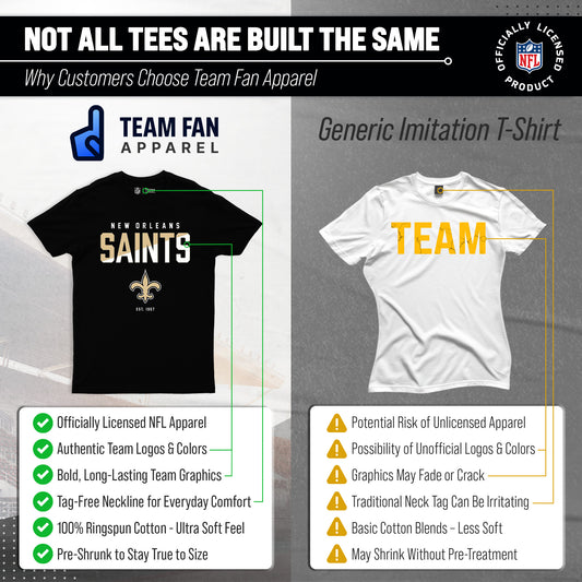 New Orleans Saints Adult NFL Diagonal Fade Color Block T-Shirt - Black