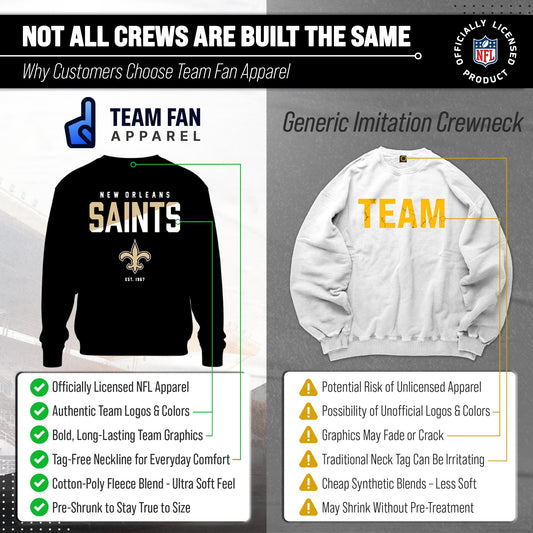 New Orleans Saints Adult NFL Diagonal Fade Color Block Crewneck Sweatshirt - Black