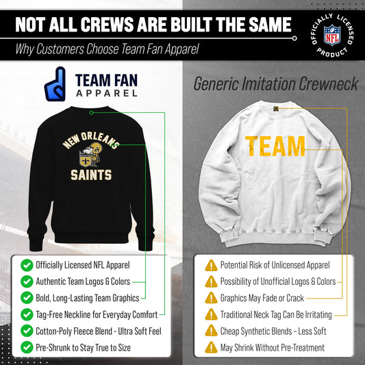 New Orleans Saints NFL Adult Unisex Retro Gameday Ultra Soft Fleece Crewneck Sweatshirt - Black