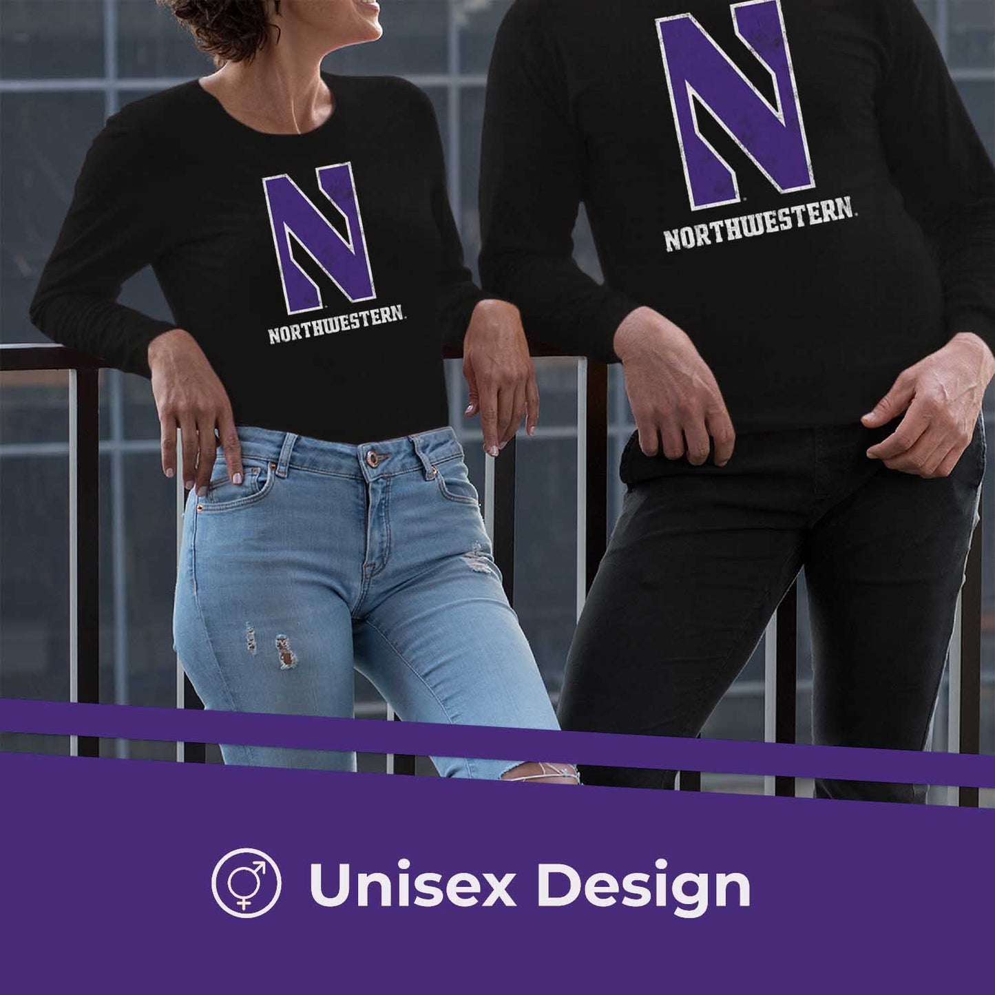 Northwestern Wildcats NCAA MVP Adult Long-Sleeve Shirt - Black