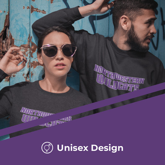 Northwestern Wildcats NCAA Adult Charcoal Crewneck Fleece Sweatshirt - Charcoal