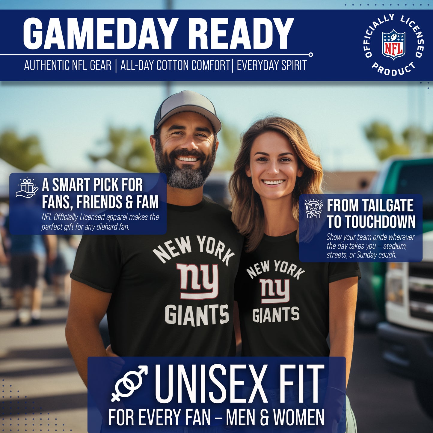 New York Giants NFL Adult Gameday T-Shirt - Black