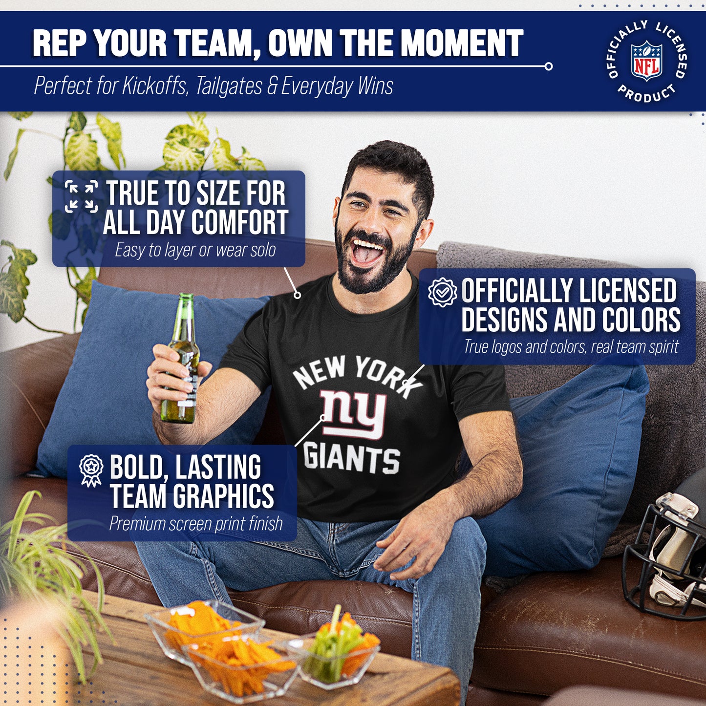 New York Giants NFL Adult Gameday T-Shirt - Black