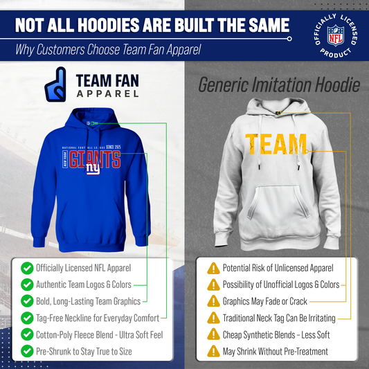 New York Giants NFL Adult Unisex Modern Endzone Soft Fleece Hooded Sweatshirt - Royal