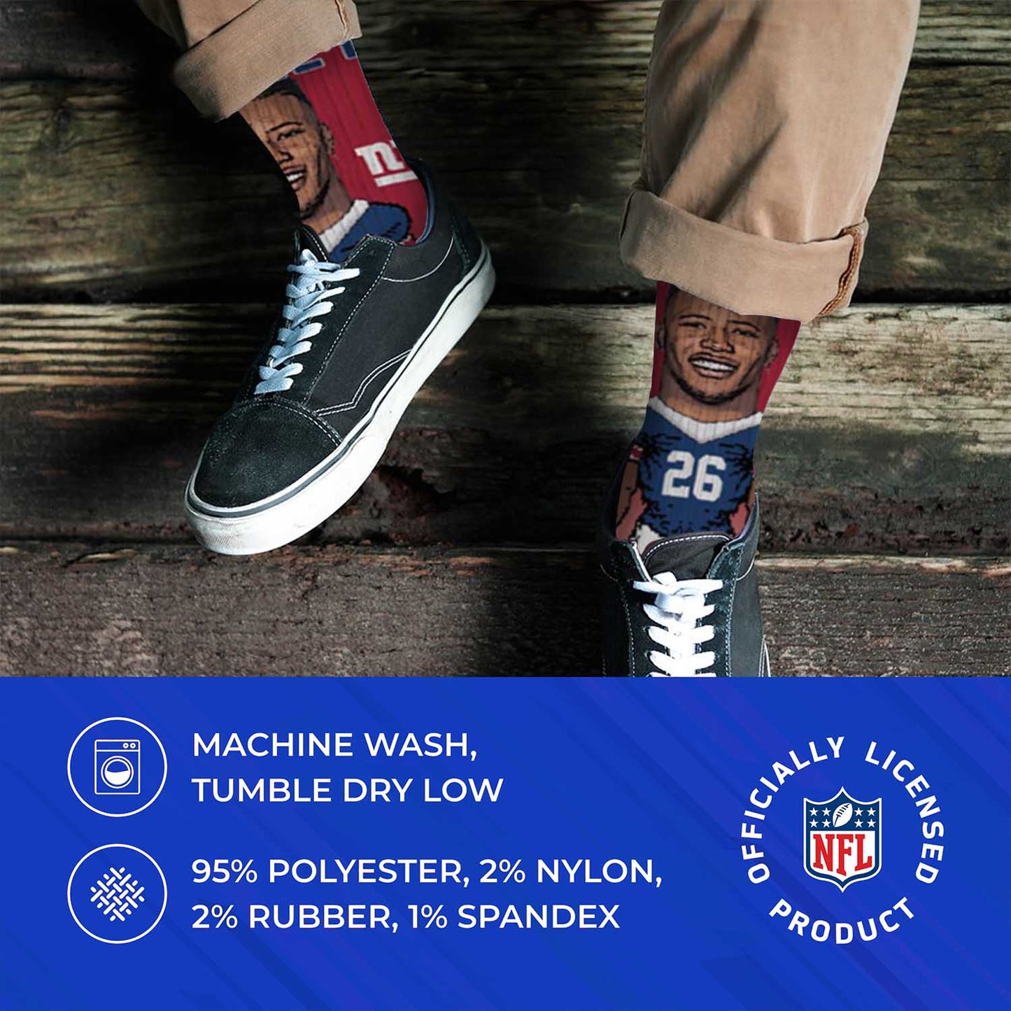 New York Giants FBF NFL Youth V Curve MVP Saquon Barkley Player Crew Socks - Cardinal