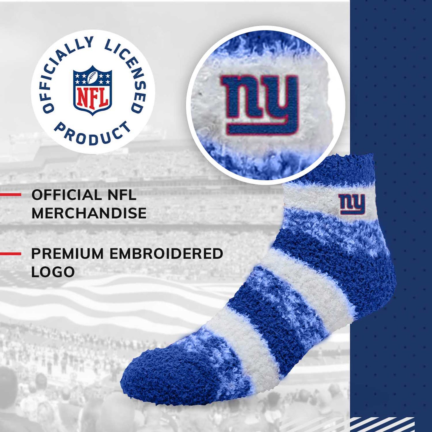New York Giants NFL Cozy Soft Slipper Socks - Royal