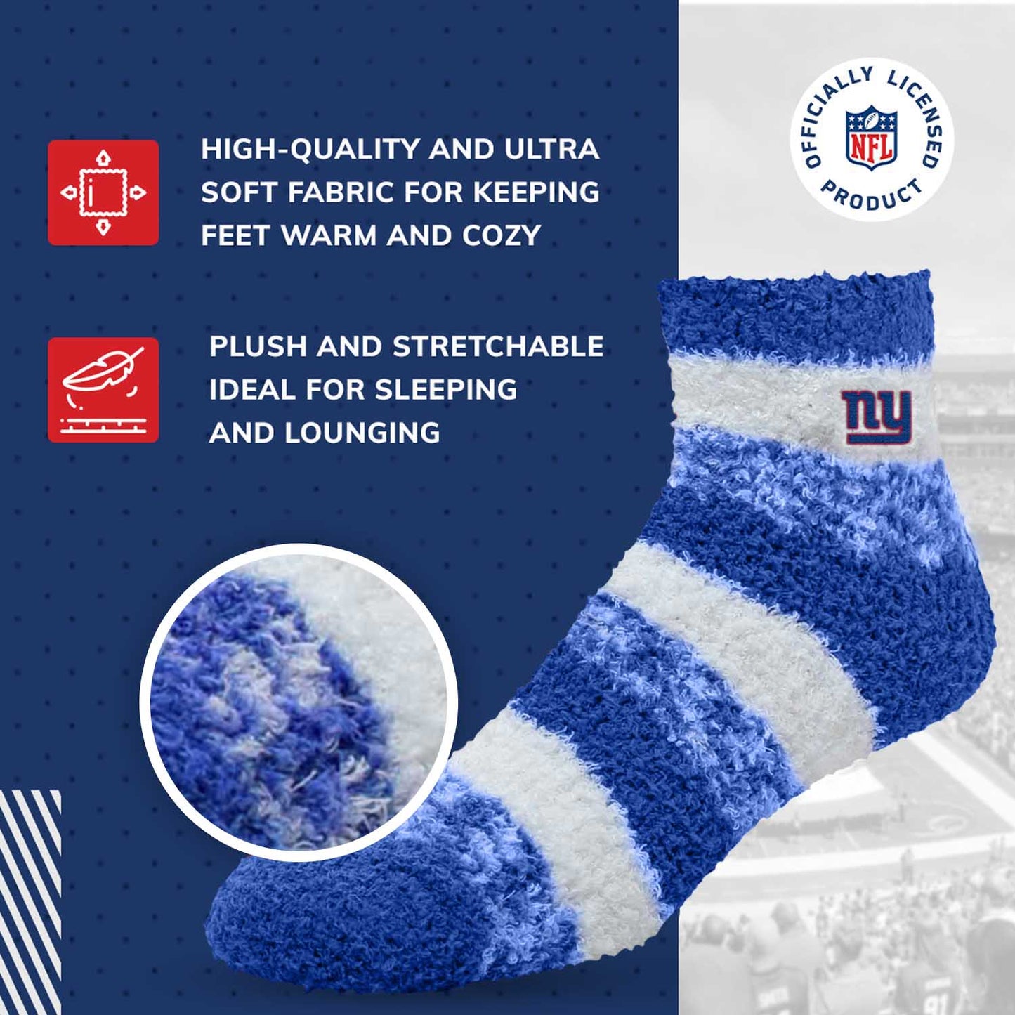 New York Giants NFL Cozy Soft Slipper Socks - Royal