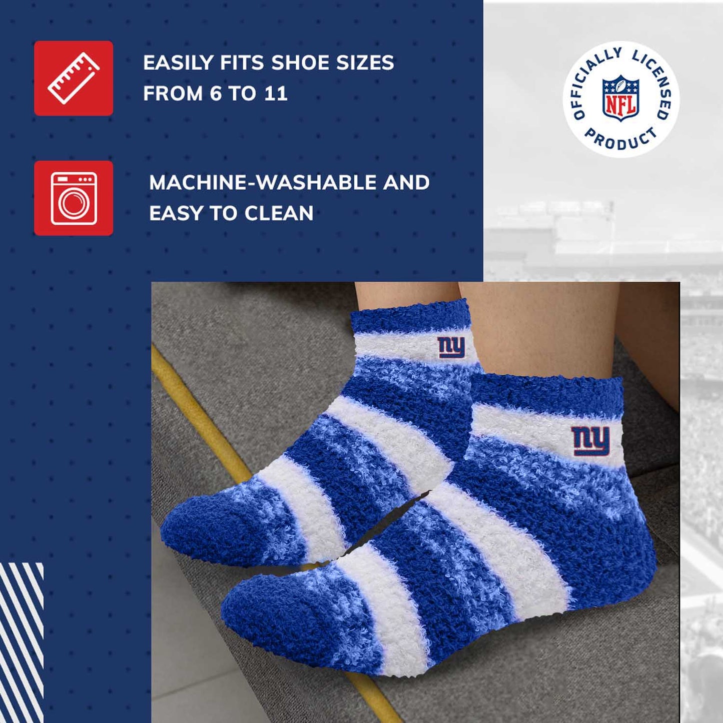 New York Giants NFL Cozy Soft Slipper Socks - Royal