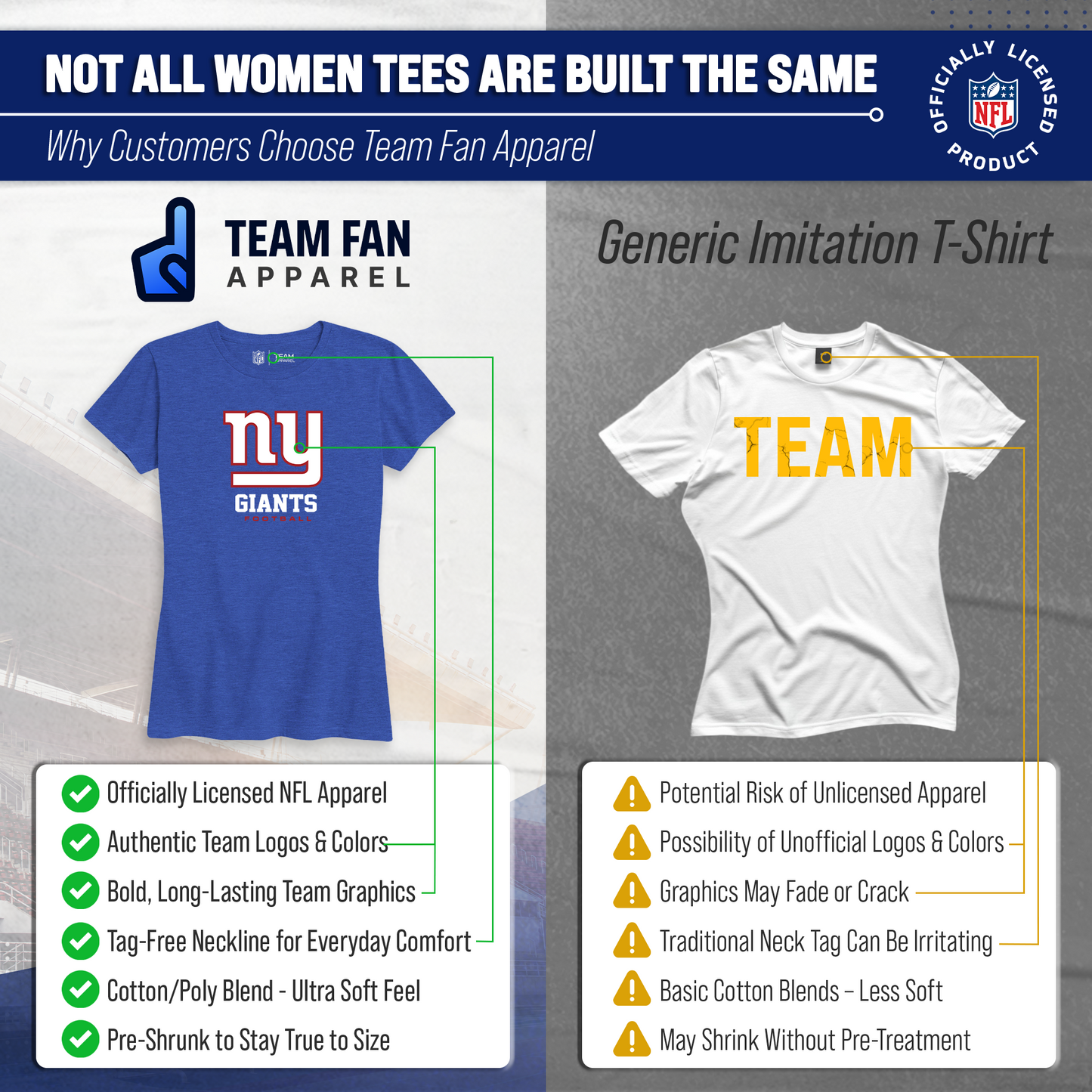 New York Giants Women's NFL Ultimate Fan Logo Short Sleeve T-Shirt - Royal