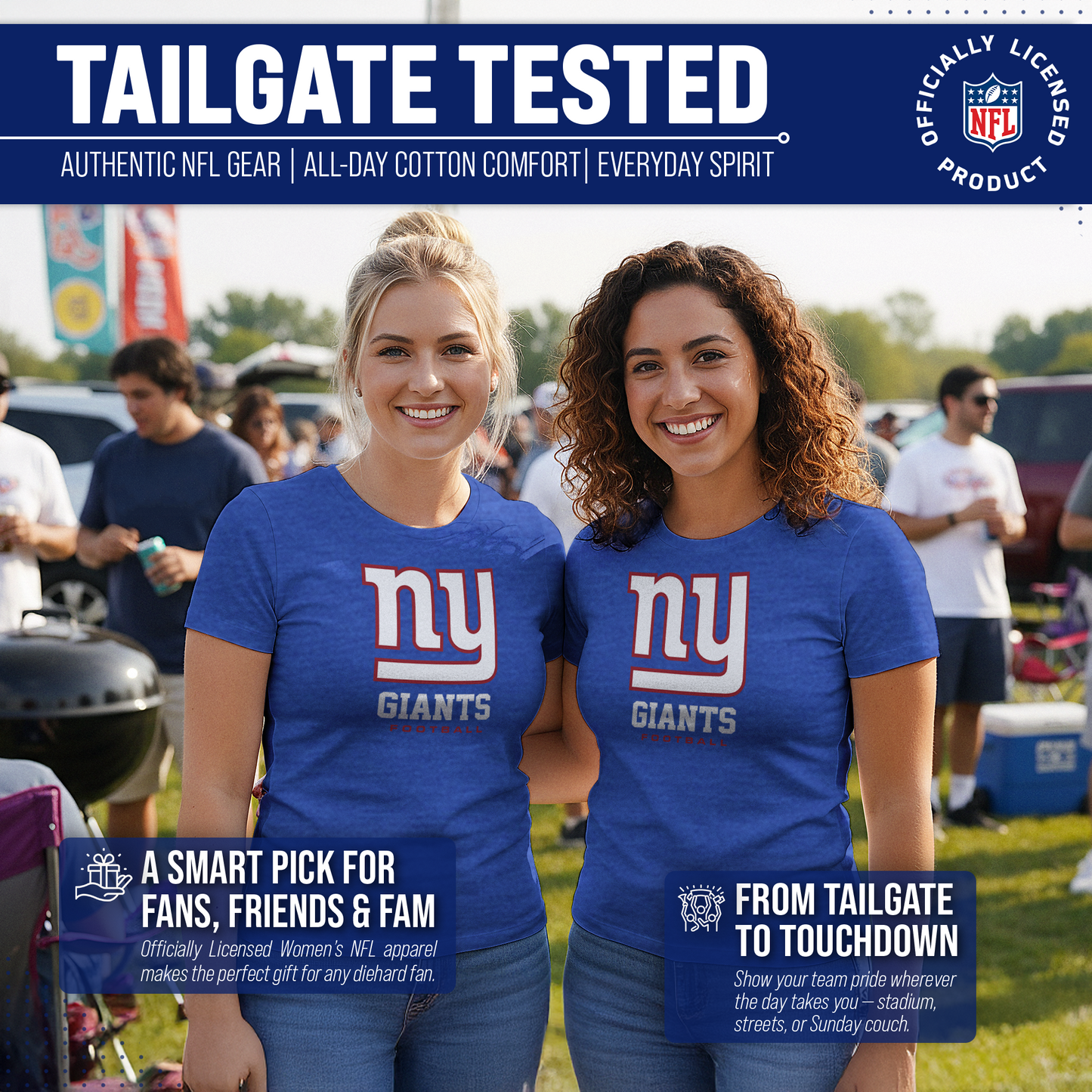 New York Giants Women's NFL Ultimate Fan Logo Short Sleeve T-Shirt - Royal