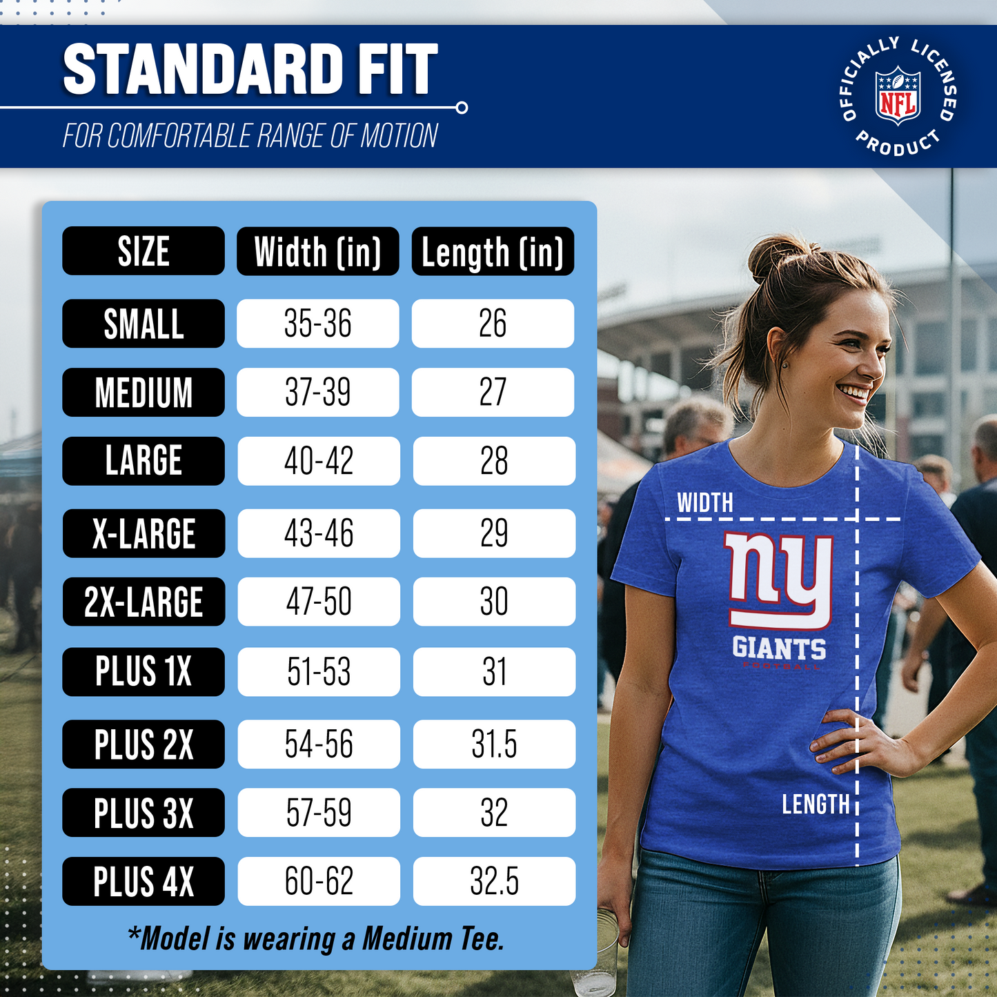 New York Giants Women's NFL Ultimate Fan Logo Short Sleeve T-Shirt - Royal