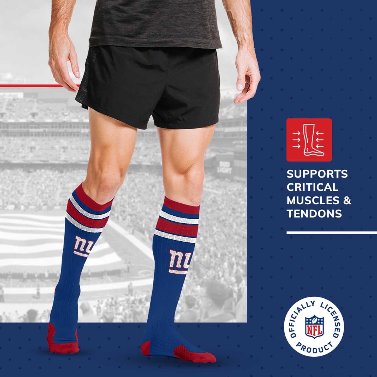 New York Giants NFL Adult Knee High-Performance Socks - Blue