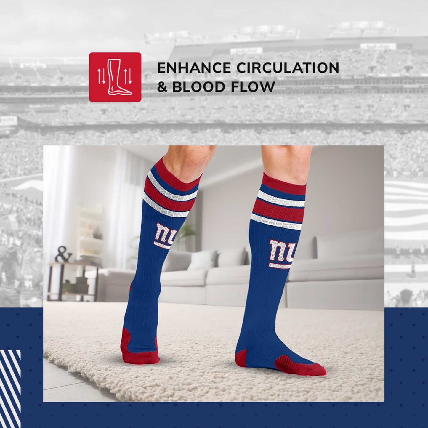 New York Giants NFL Adult Knee High-Performance Socks - Blue