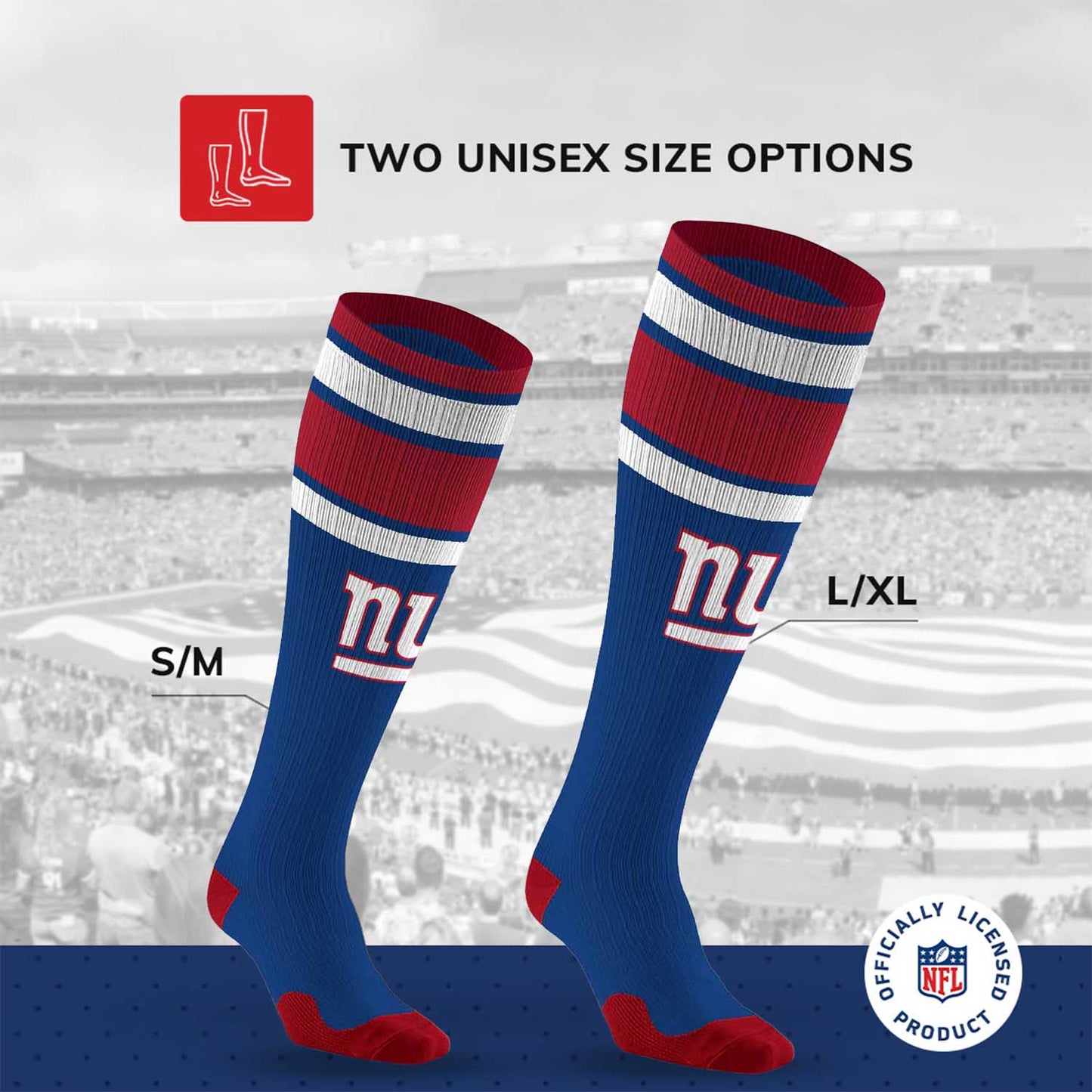 New York Giants NFL Adult Knee High-Performance Socks - Blue