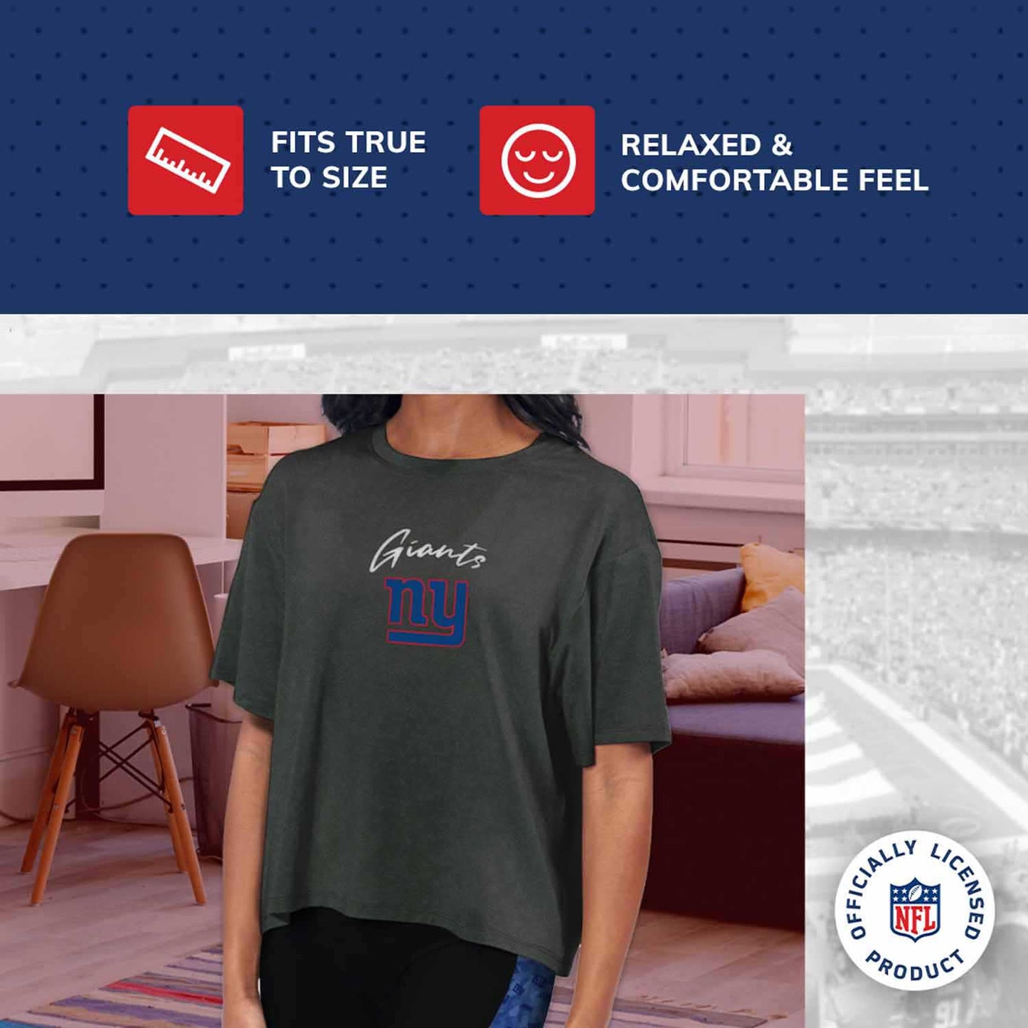 New York Giants NFL Women's Crop Top - Black