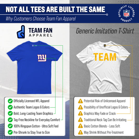 New York Giants NFL Pro Football Final Countdown Adult Cotton-Poly Short Sleeved T-Shirt For Men & Women - Royal
