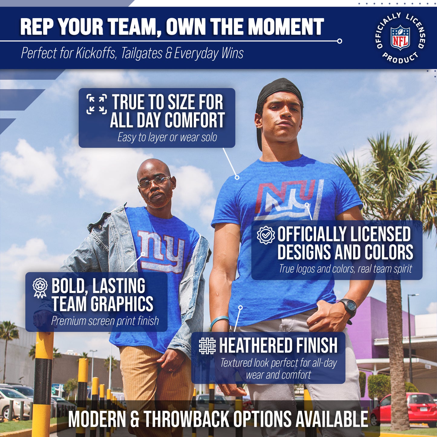 New York Giants NFL Modern Throwback T-shirt - Royal